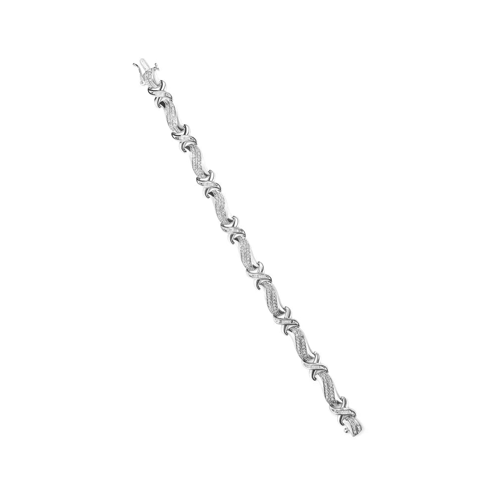 Cttw .925 Bracelet Link of Silver and Clarity) 7" X Womens - Tennis Haus (I-J Diamond cut Brilliance 3/4 Color, Sterling I3 Wave 1 Box Round Clasp