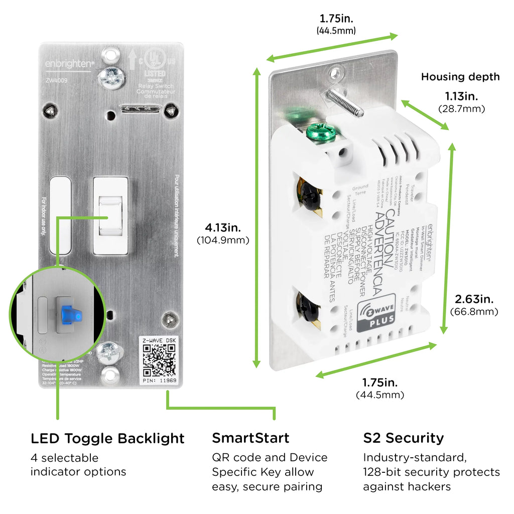 Toggle White Smart Light Z-Wave Required, 46202, Z-Wave Hub Enbrighten Switch, Plus