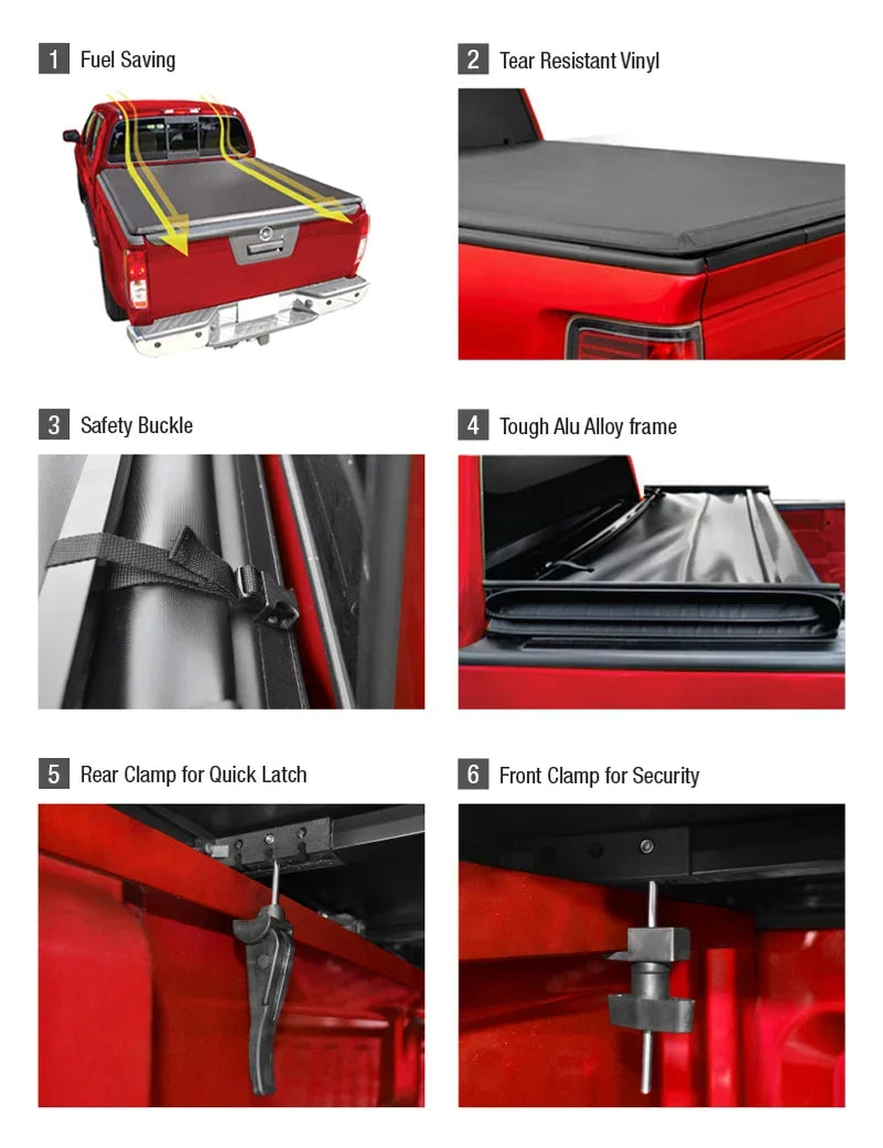 | MaxMate 5'4" Compatible Tri-fold Soft with Bed TCH371065 Tonneau Truck | Cover Ridgeline Honda 2017-2024 Bed (64")