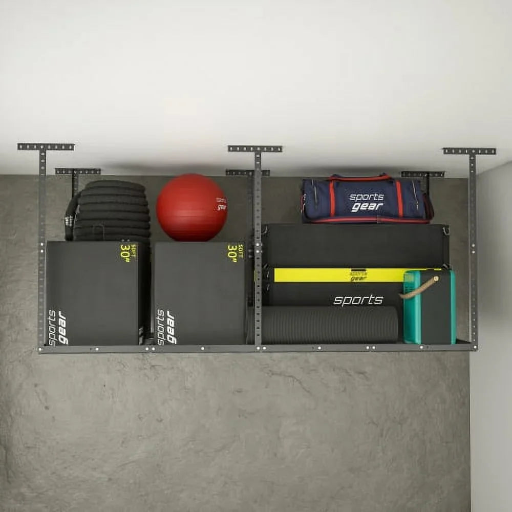 Organization Weight Capacity,Black Duty Storage Systerm,Heavy 3x8ft Storage Garage Rack,Adjustable Racks,660lbs Garage Ceiling Metal Storage Overhead Garage