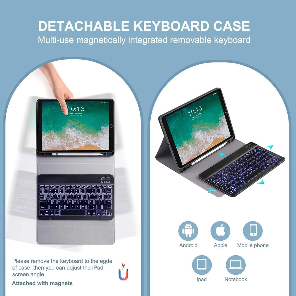 VOWUBO Detachable Case iPad (2017) Pro Air Keyboard 10.5" (2019), Magnetically Gen iPad 3rd for 10.5"