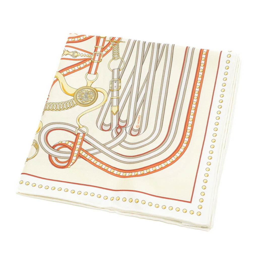 Gavroche Scarf Orange (Like Pre-Owned Carre New) Hermes Grand White Tralala Cream 45