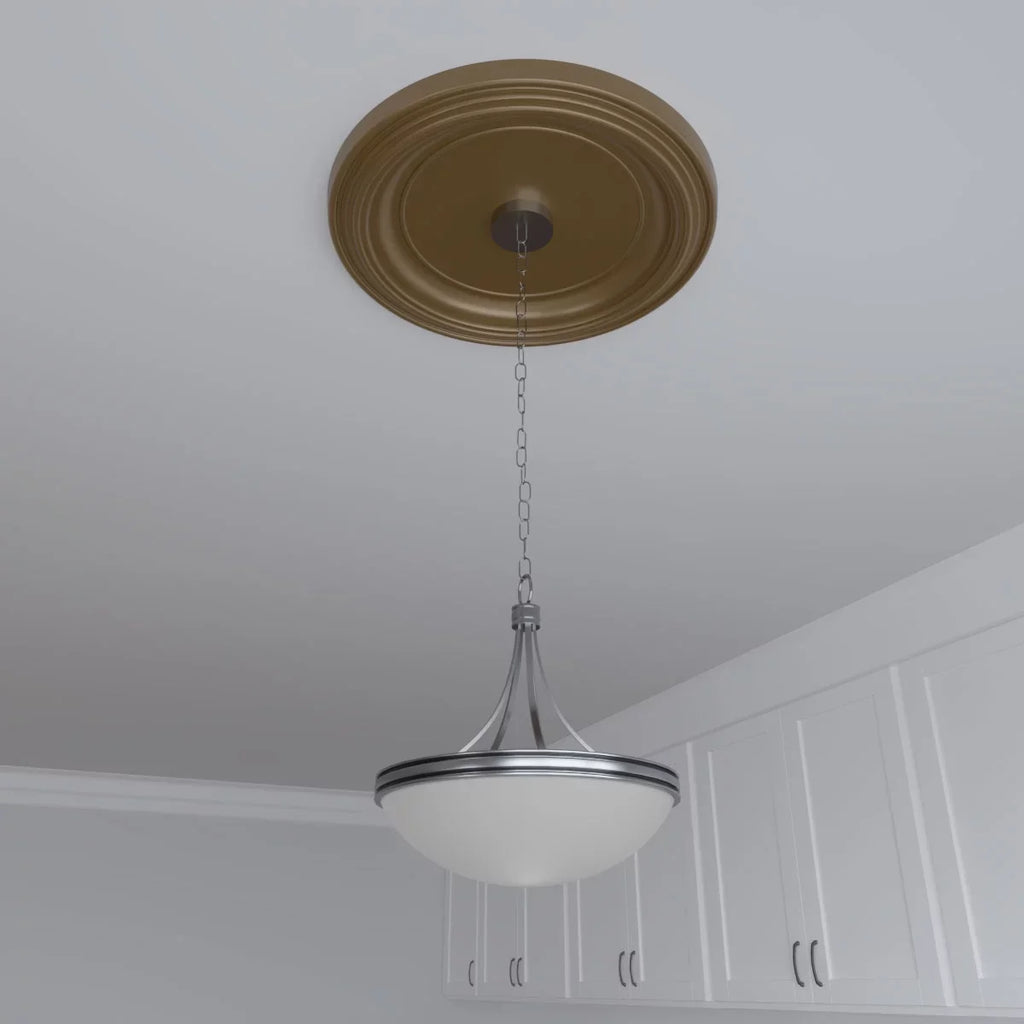 13 Canopies 1 PVC to x Medallion 22"OD Rush 1/2"ID up Traditional 1/2"P Ceiling Thermoformed Metallic (Fits Ekena Millwork x 3 Gold 1/2"),
