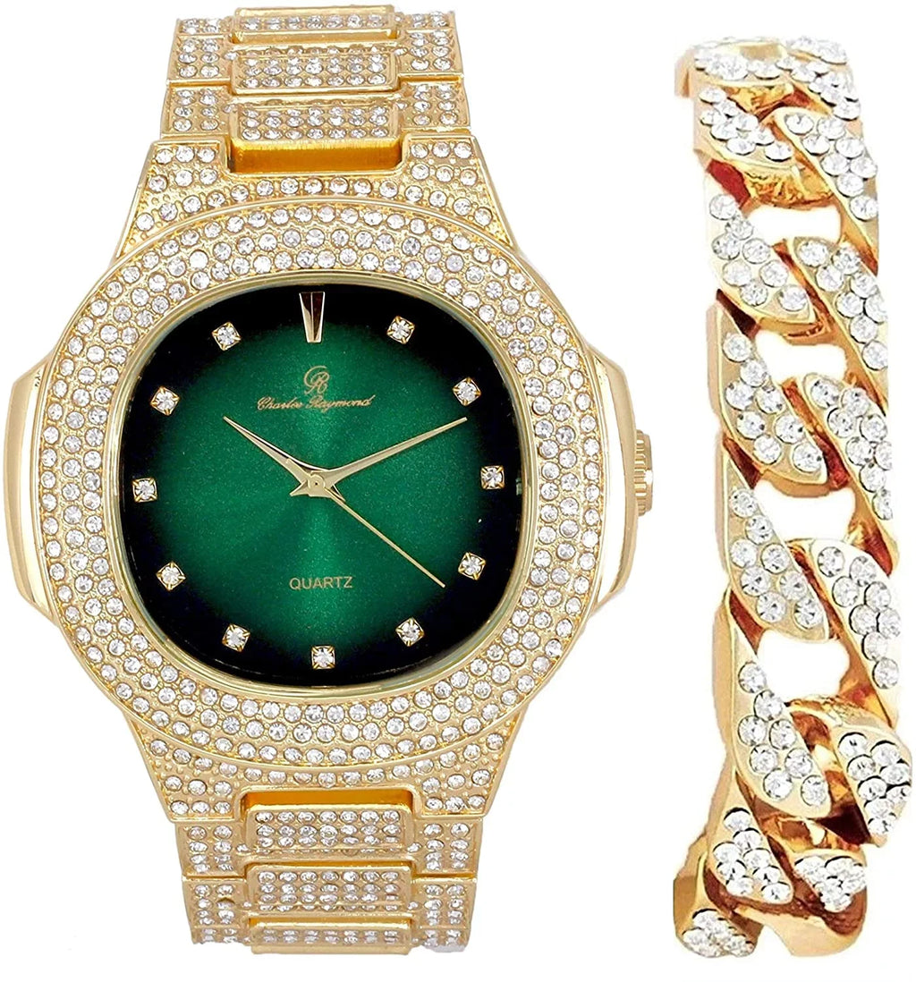 Iced ST10235 Hop CB Cuban DX Bracelet - with Oblong Hip Look Bling-ed Out Watch